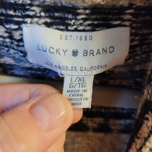 Lucky Brand Aztec boho tribal print open front cardigan, sz LG/XL *pockets! - Picture 8 of 8
